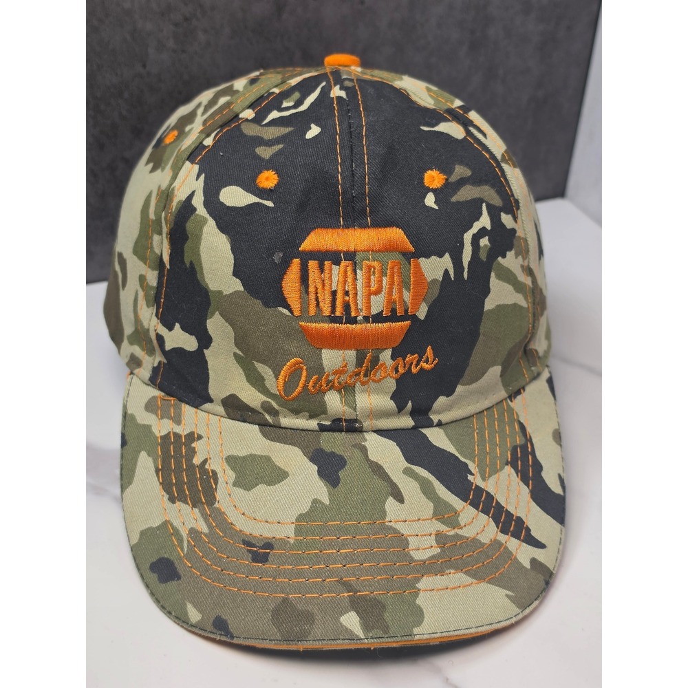 NAPA Outdoors Mens‎ Camouflage Orange Embroidered Logo Baseball Cap Hat